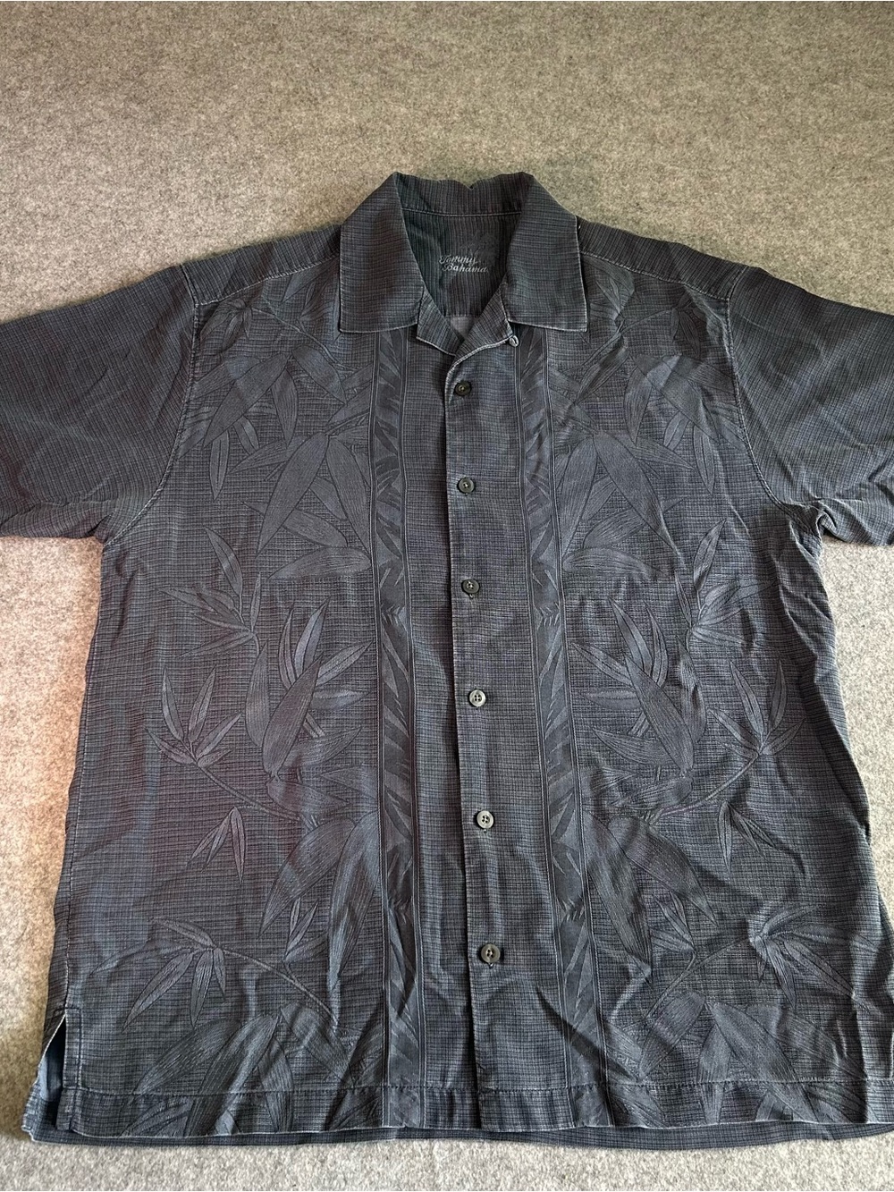 Tommy Bahama Black Short-Sleeve Jacquard Camp Shirt